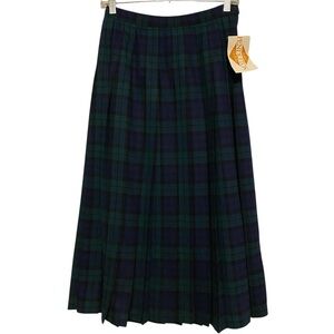 NWT Pendleton 100% Wool Plaid Skirt Tartan. Vintage Navy & Forest Green Sz. 8